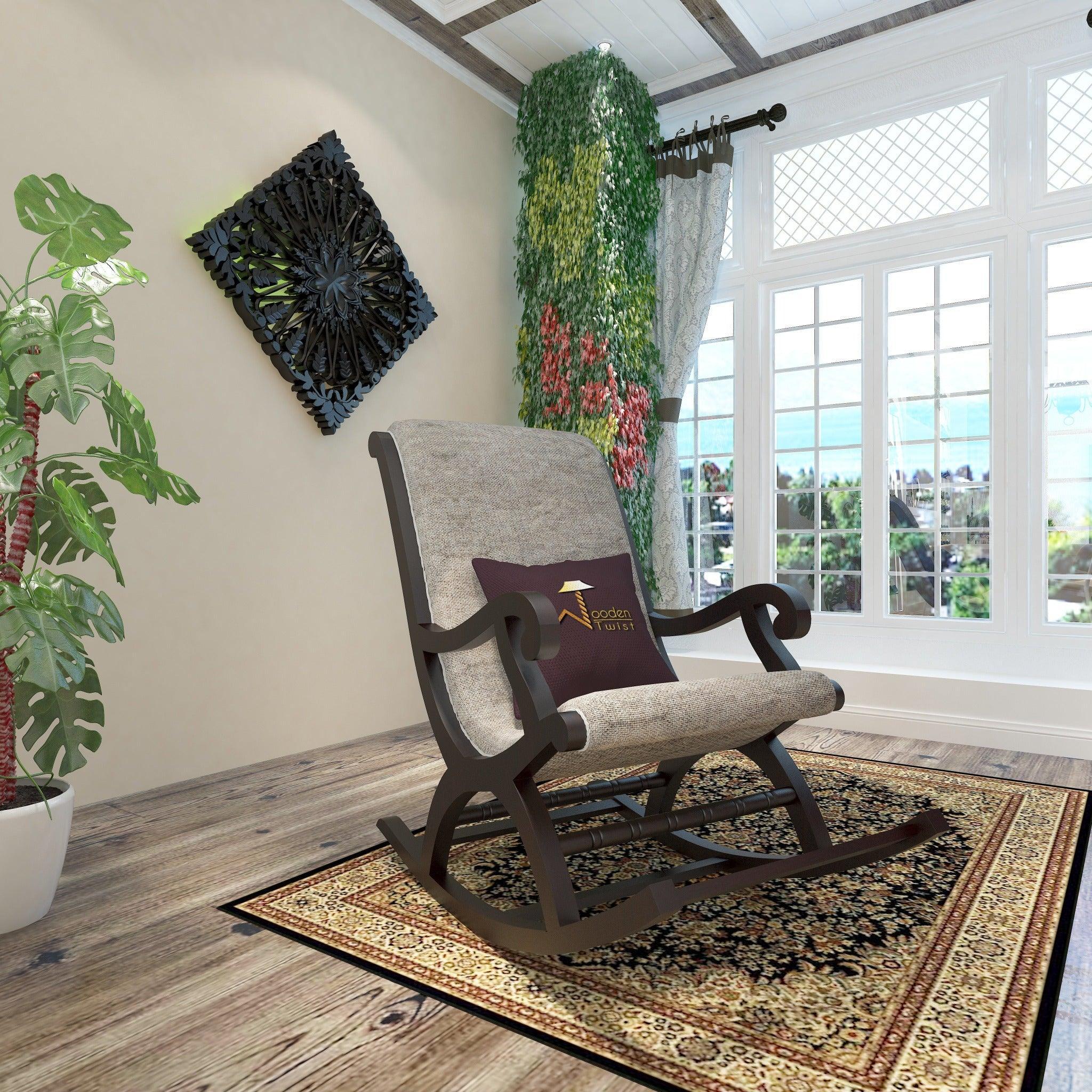 Buy Wooden Rocking Chair with Cushion Online-Rocking Chairs-WoodenTwist