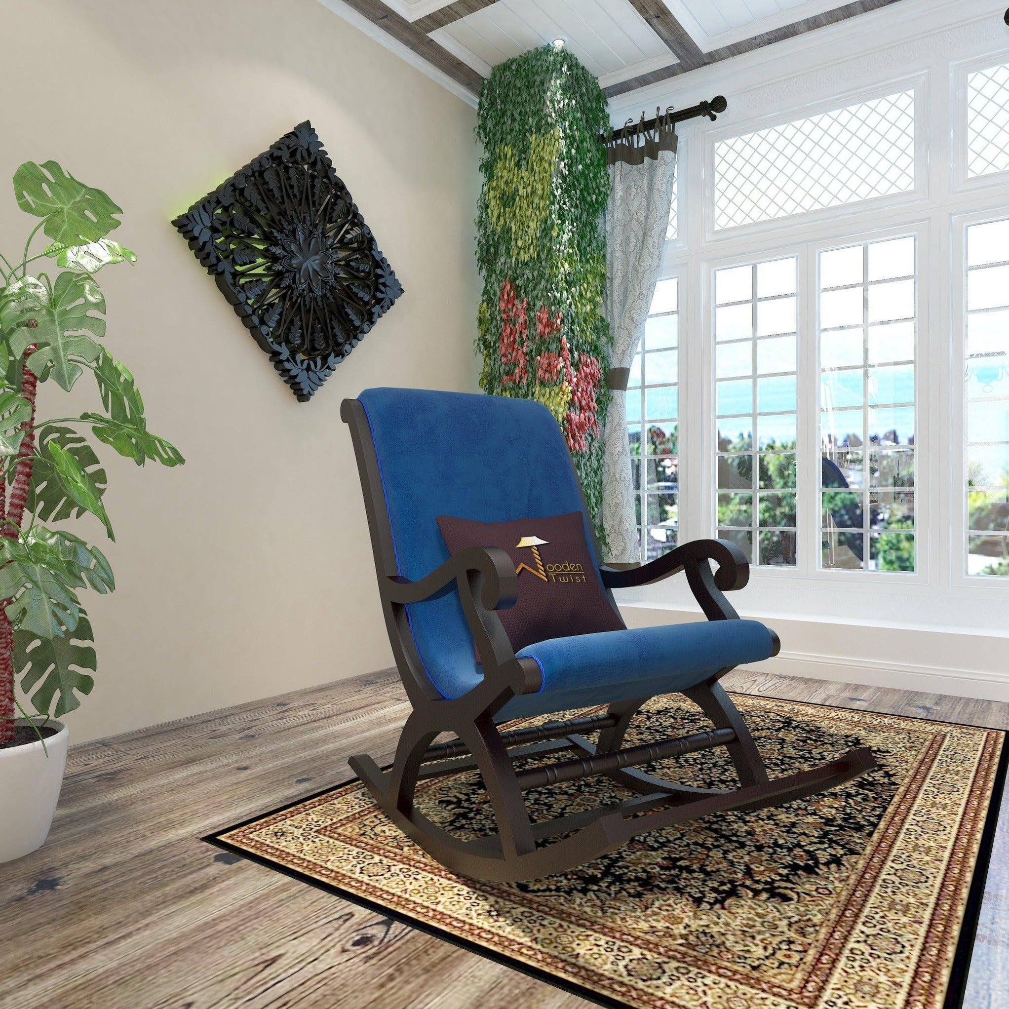 Buy Wooden Rocking Chair with Cushion Online-Rocking Chairs-WoodenTwist