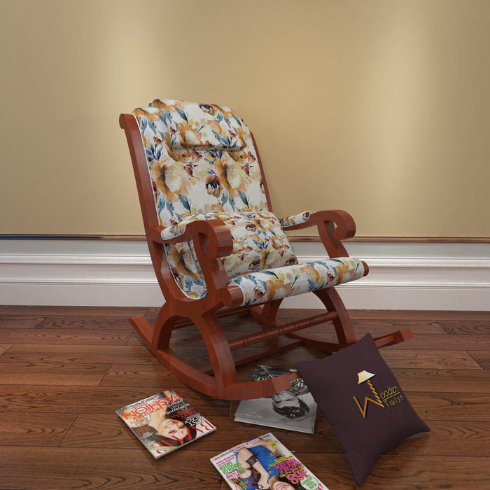Creme Premium Sheesham Wood Rocking Chair (Honey Finish) - WoodenTwist
