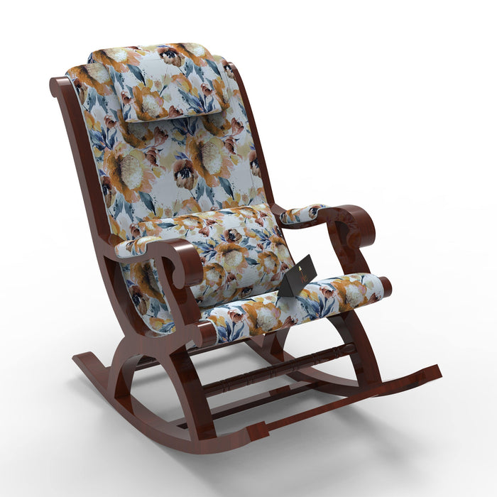 Creme Premium Sheesham Wood Rocking Chair (Honey Finish) - WoodenTwist