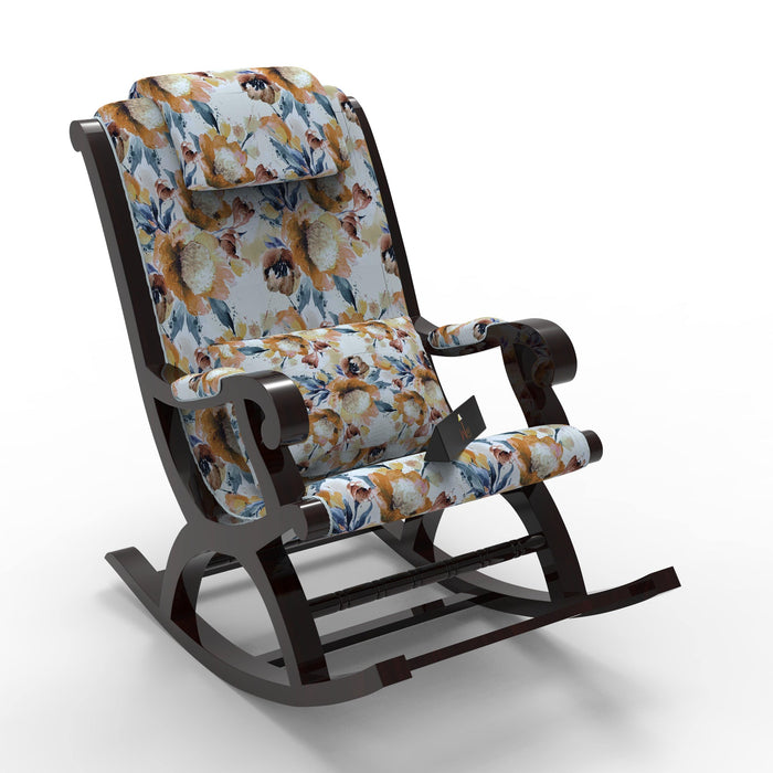 Creme Premium Sheesham Wood Rocking Chair (Walnut Finish) - WoodenTwist