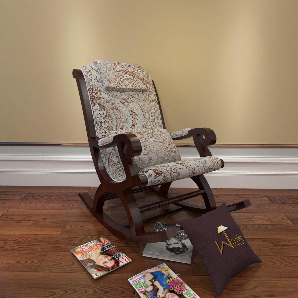 The Azure Premium Rocking Chair in Walnut Finish