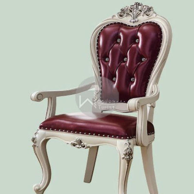 Wooden Royal Arm Chair with Tufted Button (Set of 2) - WoodenTwist