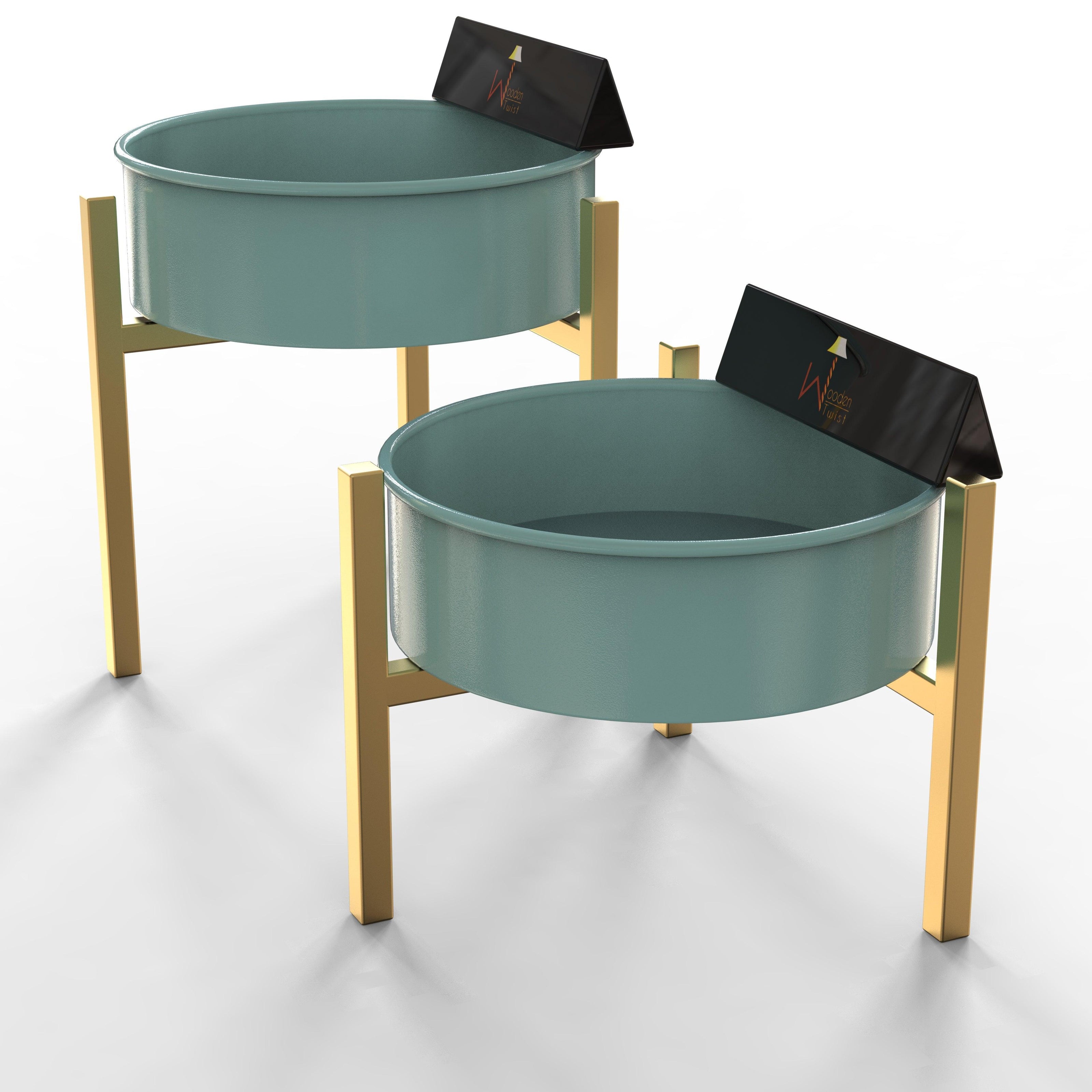 Modern Champagne Planter Stand (Set of 2) - WoodenTwist