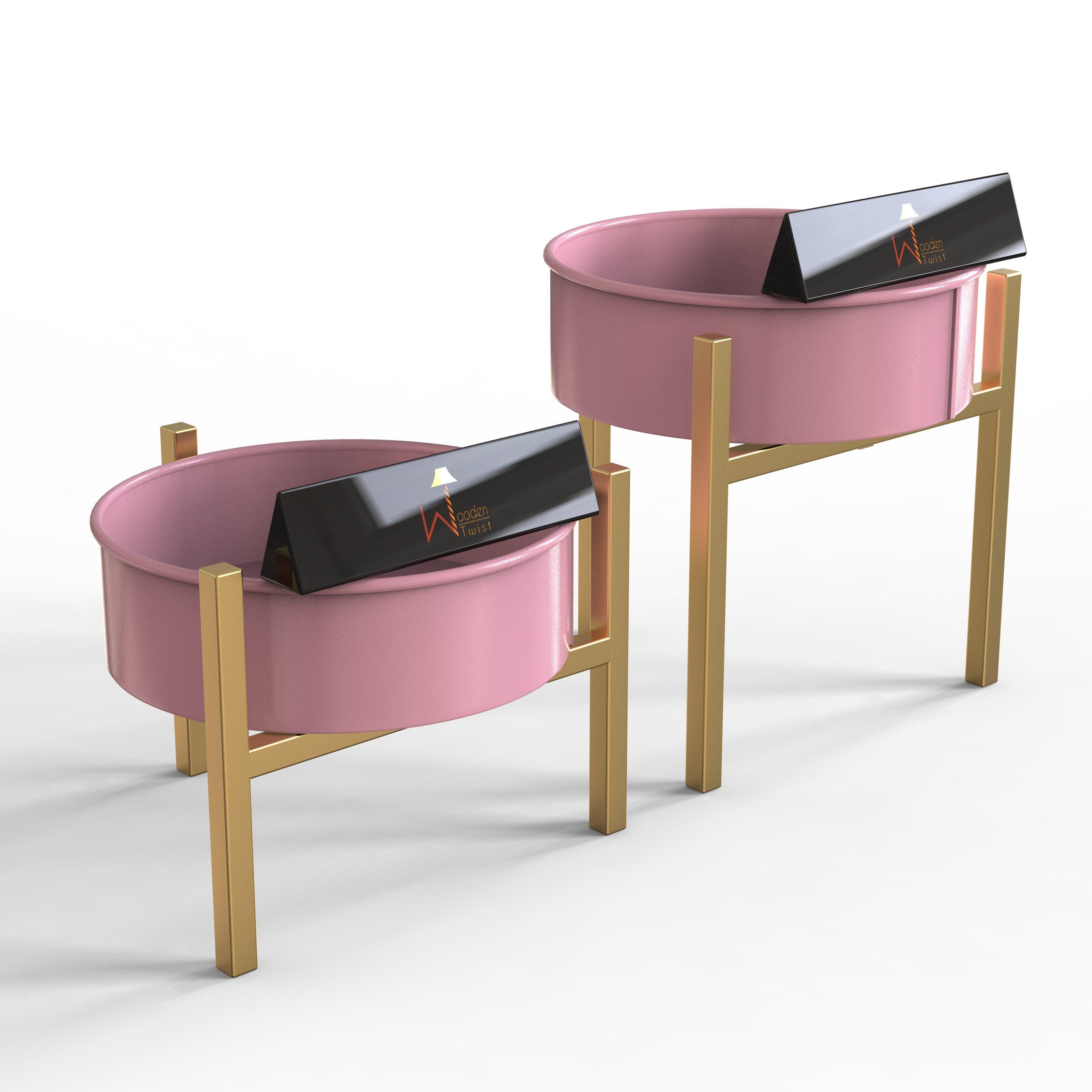 Modern Champagne Planter Stand (Set of 2) - WoodenTwist