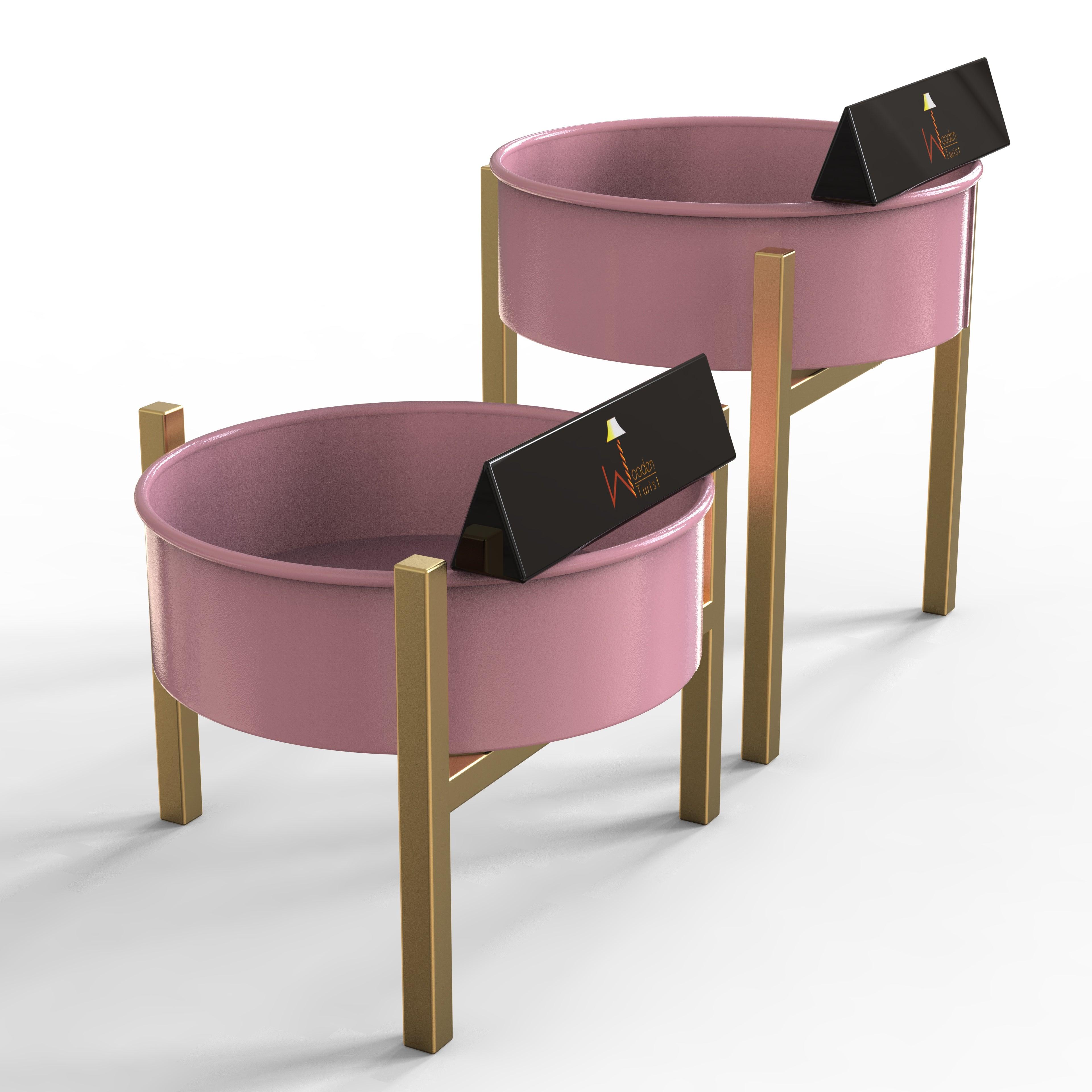 Modern Champagne Planter Stand (Set of 2) - WoodenTwist