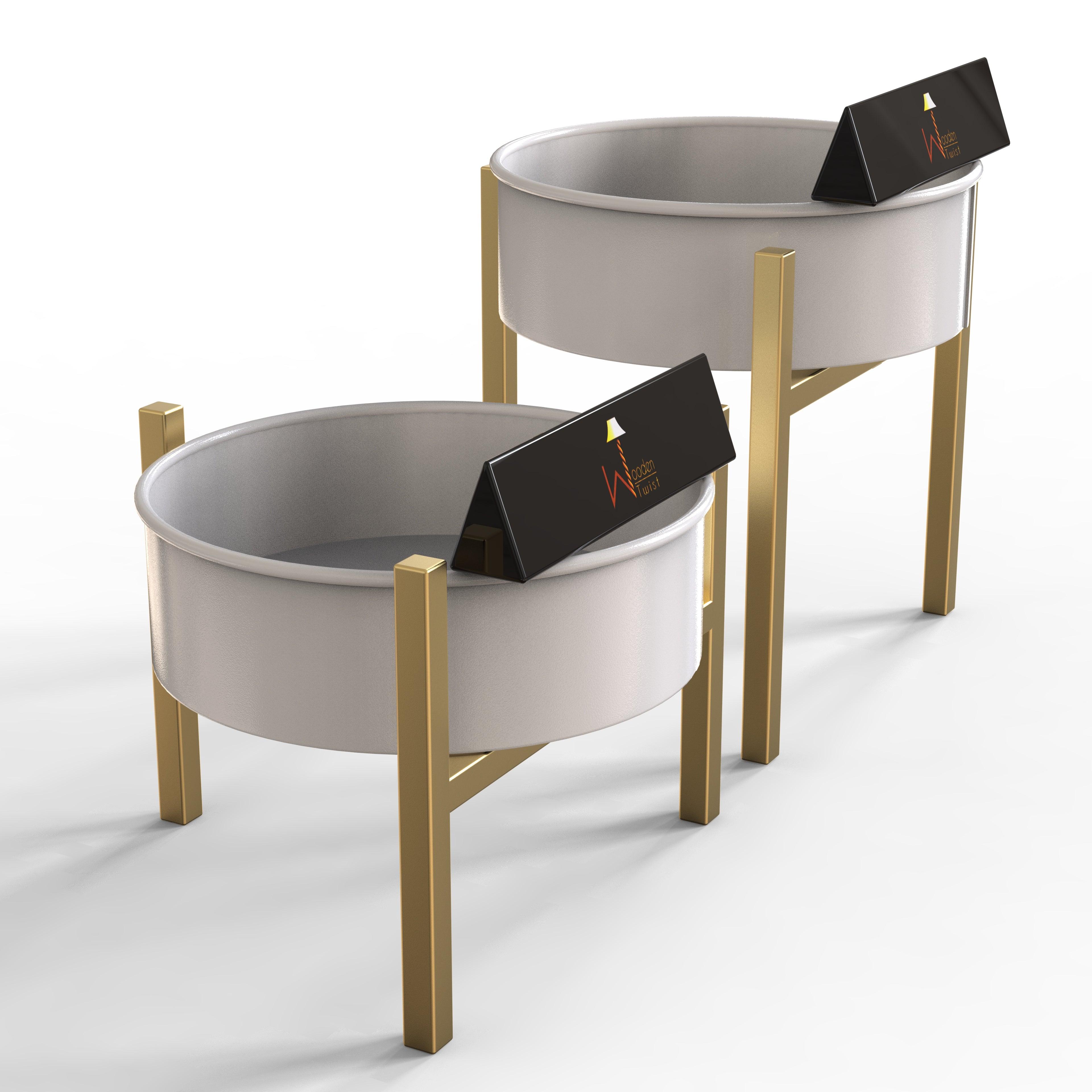 Modern Champagne Planter Stand (Set of 2) - WoodenTwist