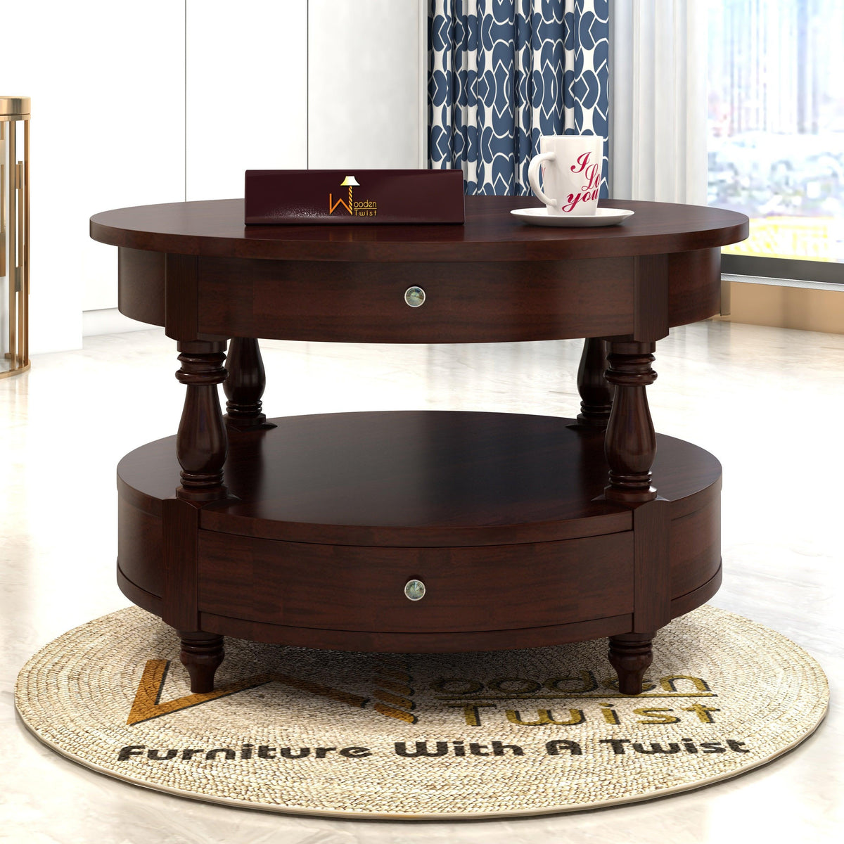 Round Teak Wood Coffee Table