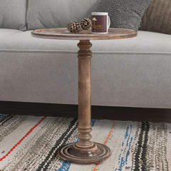 Wooden Twist Sculpte Hand Carved Solid Wood End Table - WoodenTwist