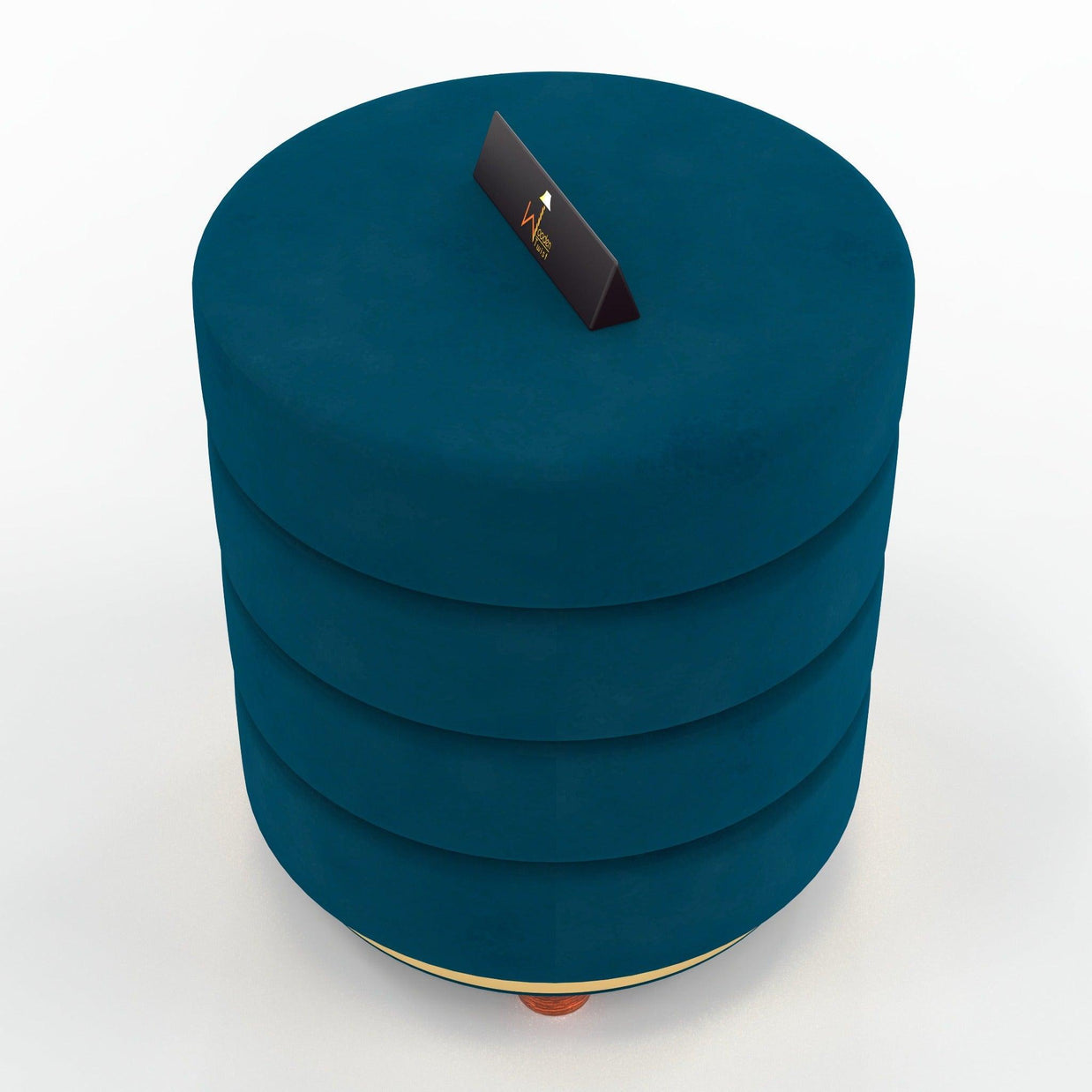 Classical Style Pouf Burgundy Ottoman Stool (Dark Blue) - WoodenTwist