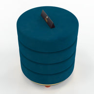 Classical Style Pouf Burgundy Ottoman Stool (Dark Blue) - WoodenTwist