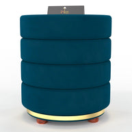 Classical Style Pouf Burgundy Ottoman Stool (Dark Blue) - WoodenTwist