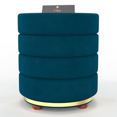 Classical Style Pouf Burgundy Ottoman Stool (Dark Blue) - WoodenTwist