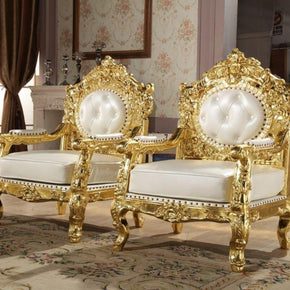 Royal Antique Gold Carved Sofa Set - WoodenTwist