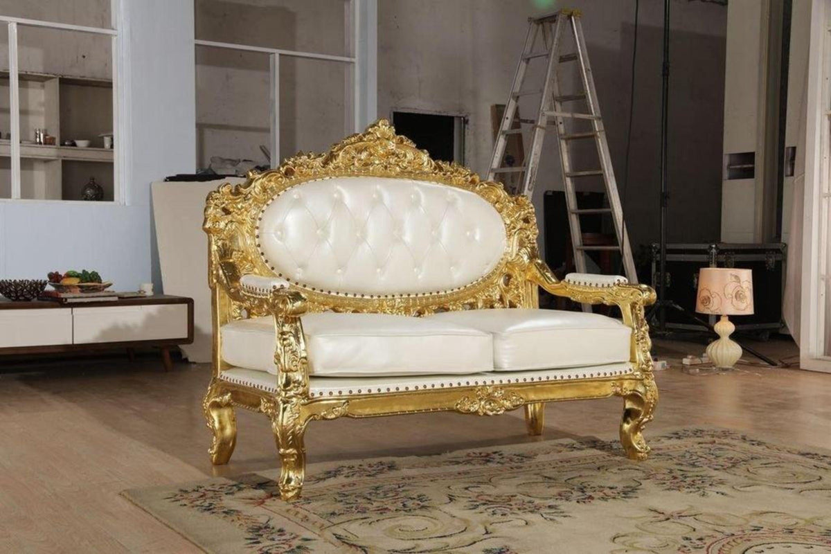 Royal Antique Gold Carved Sofa ( 2 Seater ) - WoodenTwist