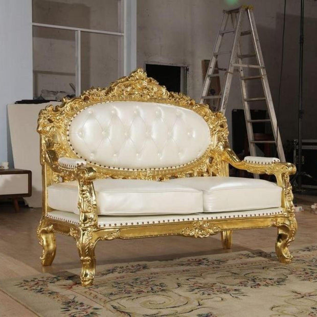 Royal Antique Gold Carved Sofa ( 2 Seater ) - WoodenTwist