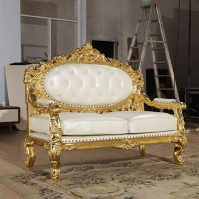 Royal Antique Gold Carved Sofa Set - WoodenTwist