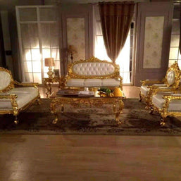 Royal Antique Gold Carved Sofa Set - WoodenTwist