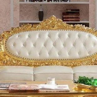 Royal Antique Gold Hand Carved 7 Seater Sofa Set - WoodenTwist