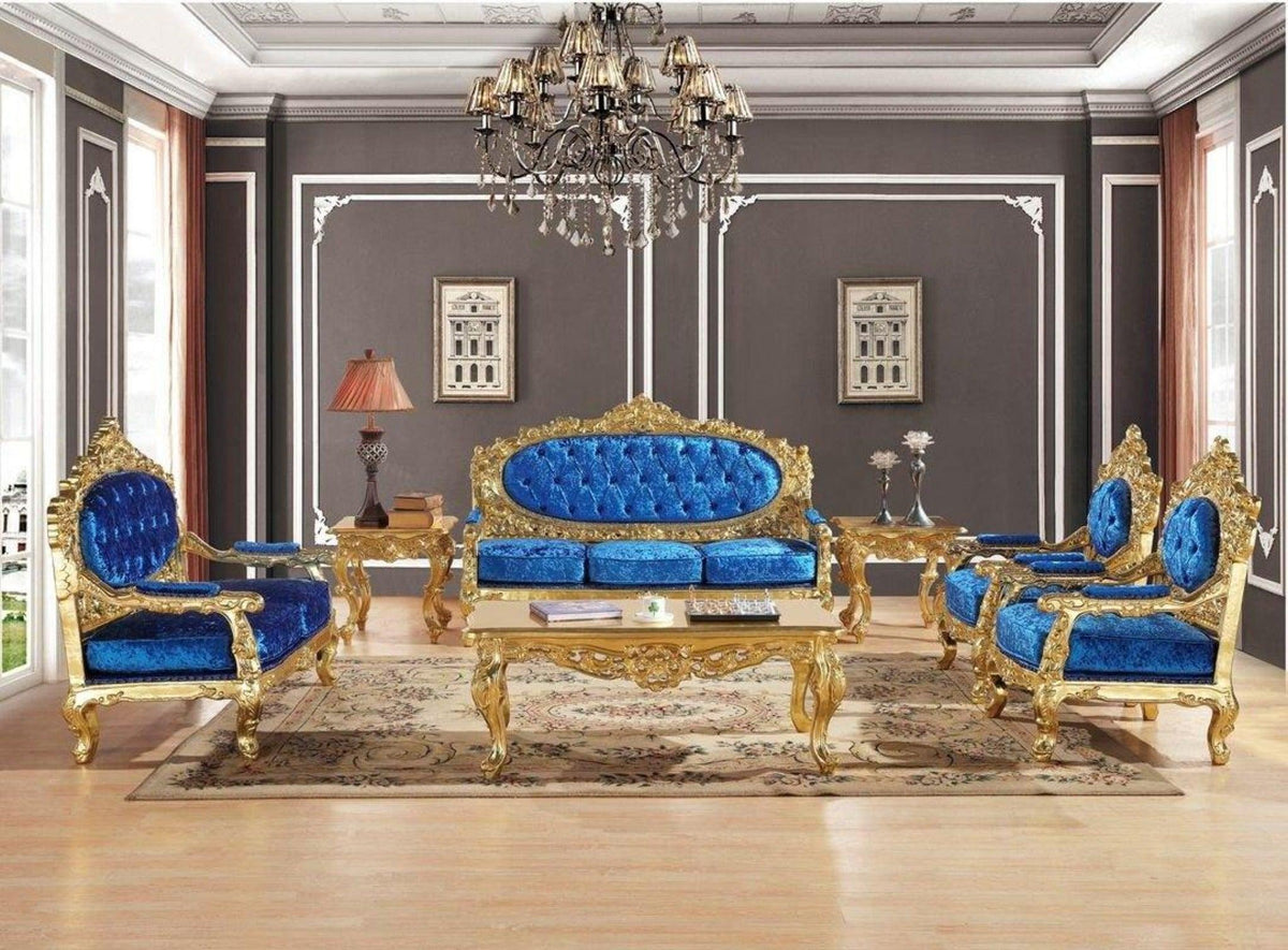 Blue Velvet On Carved Teak Wood