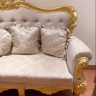 Beautiful Handmade Royal Antique Golden Finish Carved Sofa (3 Seater) - WoodenTwist