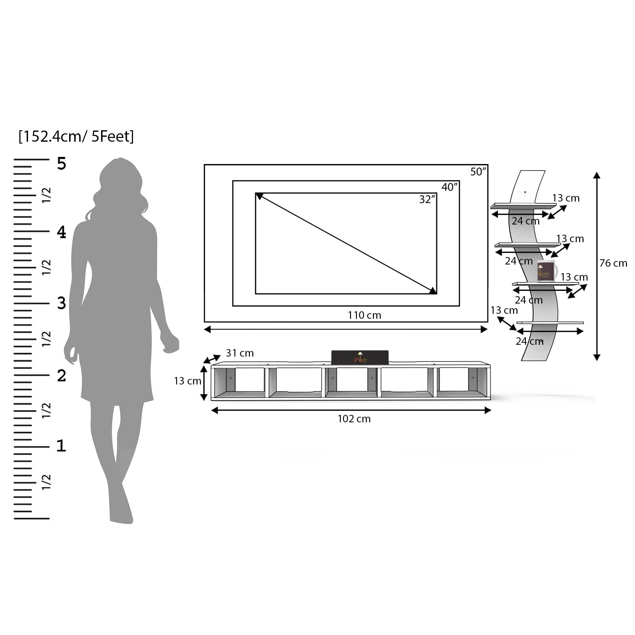 Big Tilfizyun TV Entertainment Unit Table with Set Top Box Stand for TV Up To 42 Inch - WoodenTwist