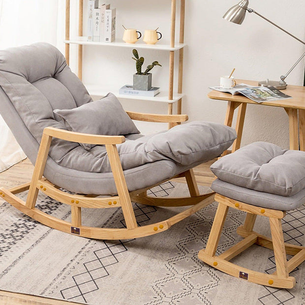 Wooden Rocking Chair Colonial and Traditional Super Comfortable Cushion And With Footrest (Natural Polish) - WoodenTwist