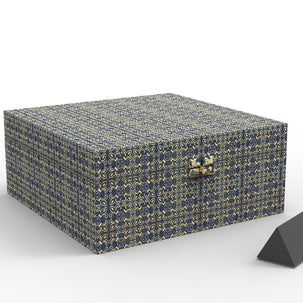 Square Antique Print Wooden Jewellery Box - Open View