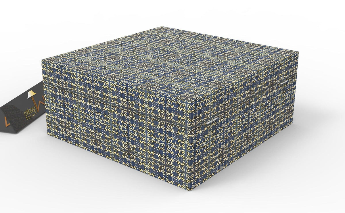 Square Antique Print Wooden Jewellery Box - Angle View