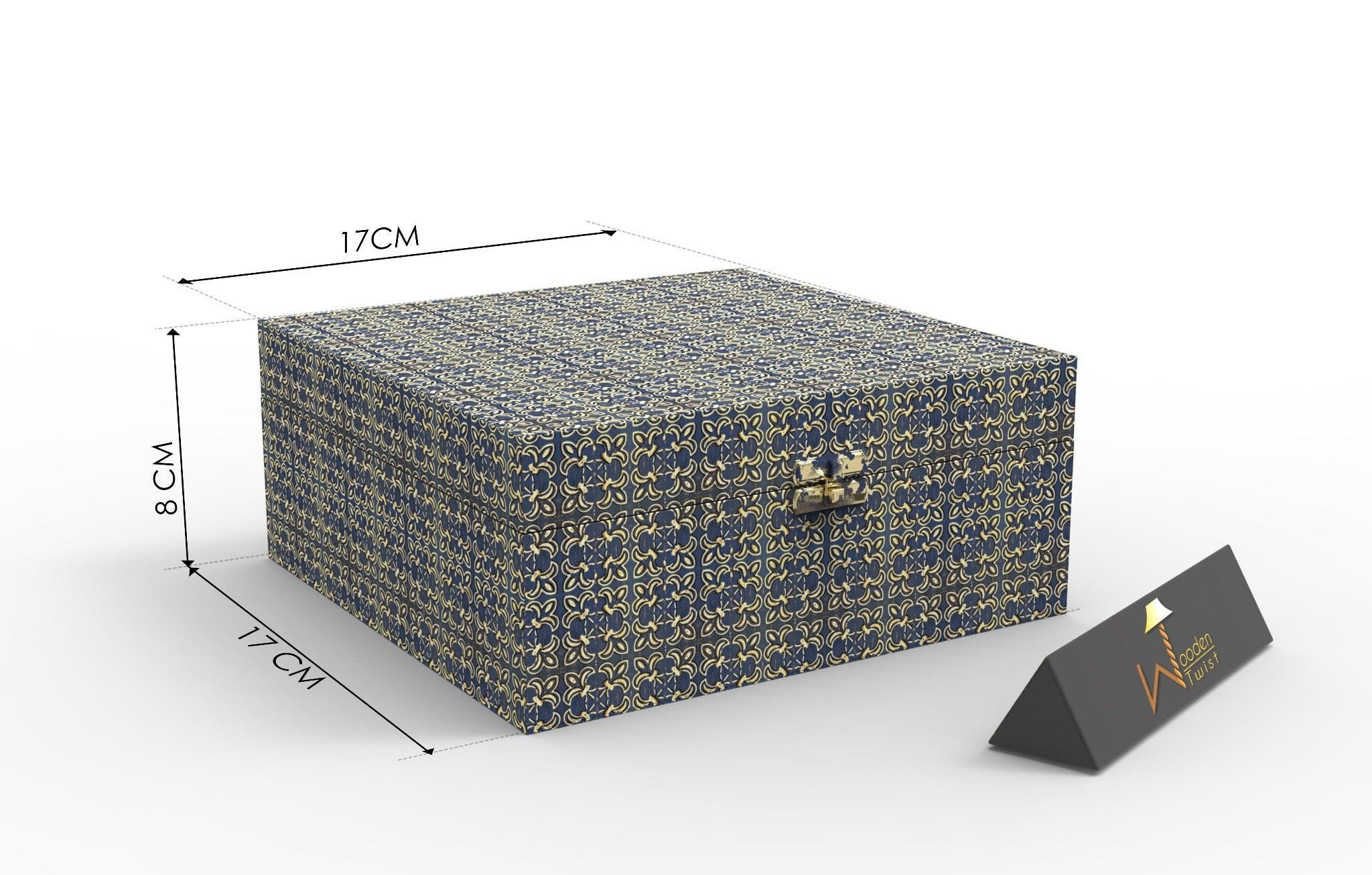 Square Antique Print Wooden Jewellery Box - Lifestyle Shot