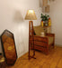 Salita Wooden Floor Lamp with Brown Base and Beige Fabric Lampshade - WoodenTwist