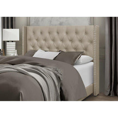 Modern Golden Leatherette Standard Queen Size Bed (Teak Wood) - WoodenTwist