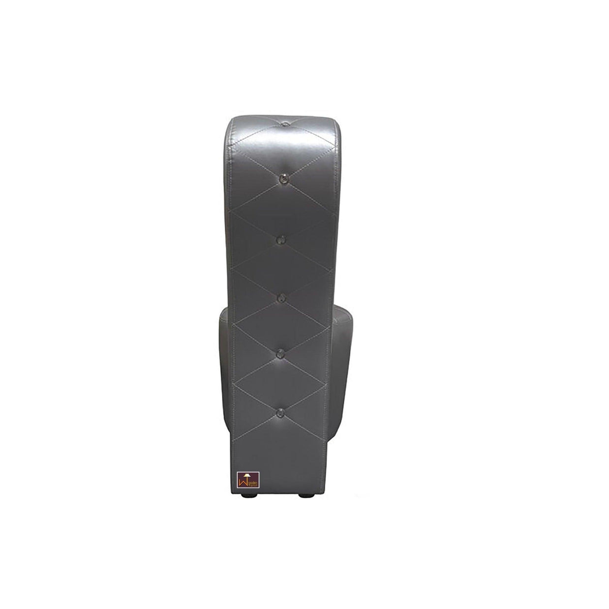 Wooden Wide Tufted Lounge Heel Chair (Silver Leatherette) - WoodenTwist