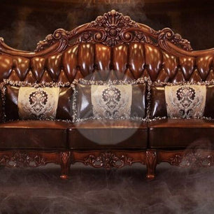 Royal Antique Brown Carved Sofa Set 6 Seater - WoodenTwist