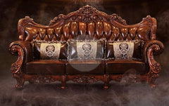 Royal Antique Brown Carved Sofa Set 6 Seater - WoodenTwist