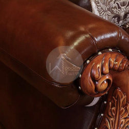 Royal Antique Brown Carved Sofa Set 6 Seater - WoodenTwist