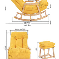 Rocking Chair Colonial and Traditional Super Comfortable Cushion And With Footrest (Natural Polish) - WoodenTwist