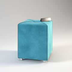 Stool for Living Room Soft Fabric Comfortable Cushion Ottoman Stool (Sea Blue) - WoodenTwist