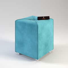 Stool for Living Room Soft Fabric Comfortable Cushion Ottoman Stool (Sea Blue) - WoodenTwist