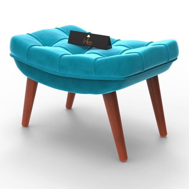 Stool for Living Room Soft Fabric Comfortable Cushion Ottoman Footrest - WoodenTwist