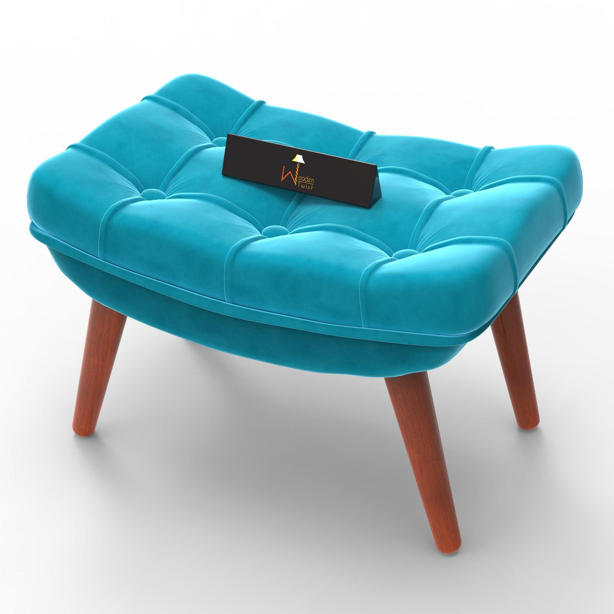 Stool for Living Room Soft Fabric Comfortable Cushion Ottoman Footrest - WoodenTwist