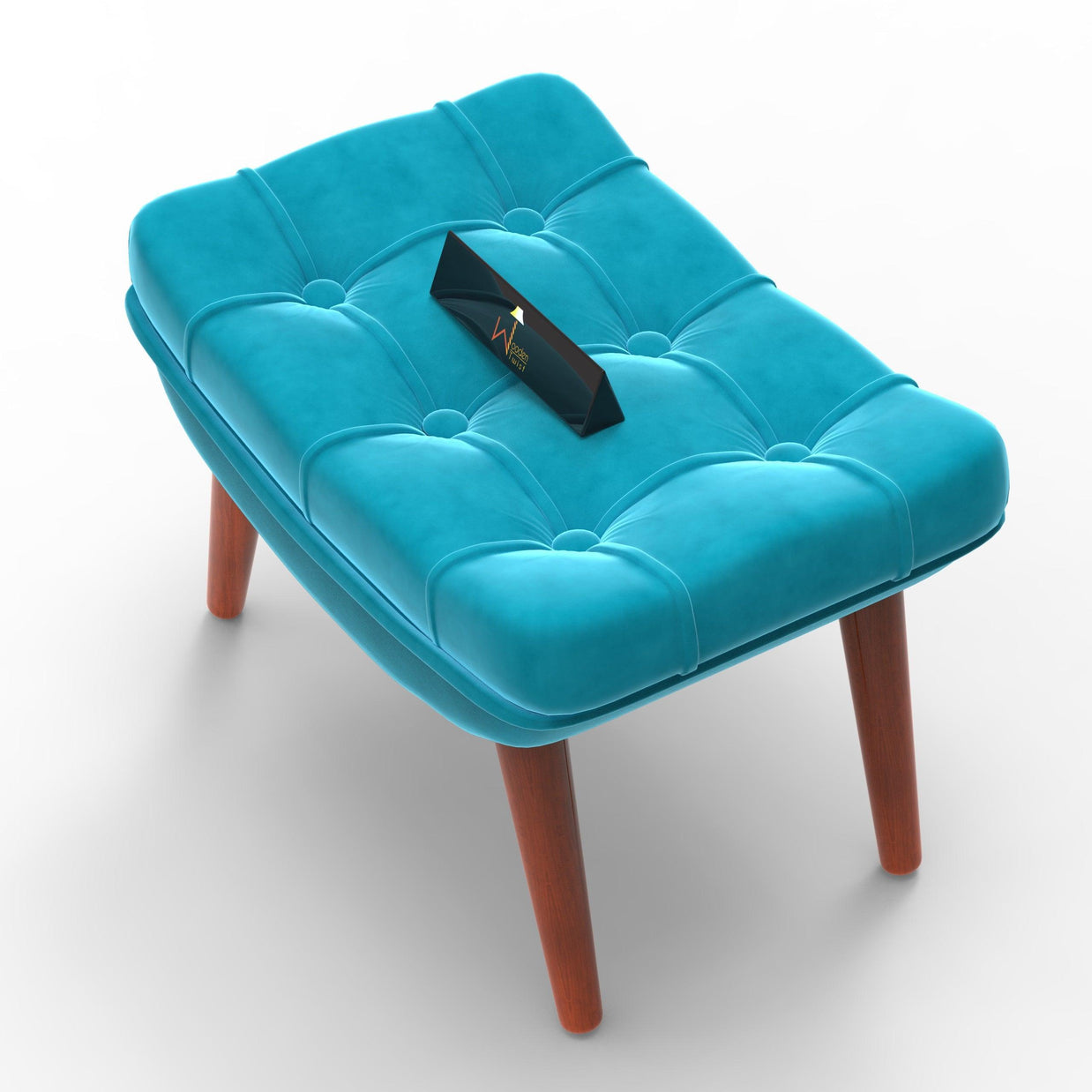 Stool for Living Room Soft Fabric Comfortable Cushion Ottoman Footrest - WoodenTwist