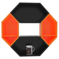 Wooden Pared Hexagon Floating Wall Shelf with 4 Shelves - WoodenTwist