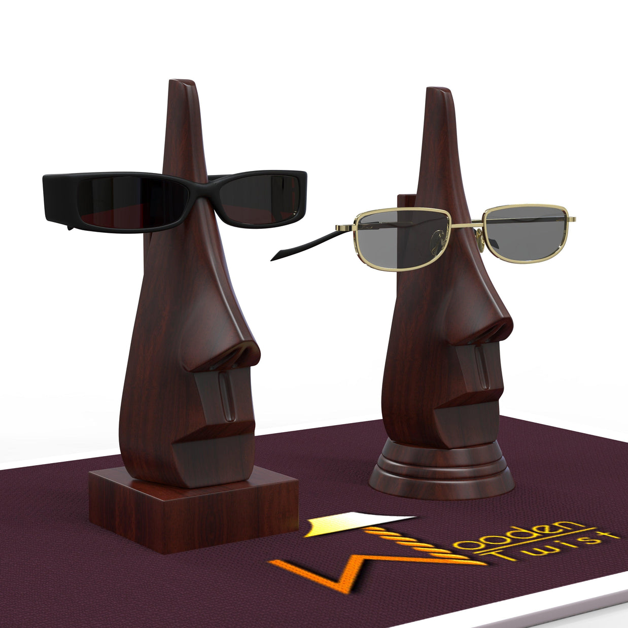 Wooden Nose Shaped Spectacle Holder Specs Stand For Office Desktop/Tabletop - WoodenTwist