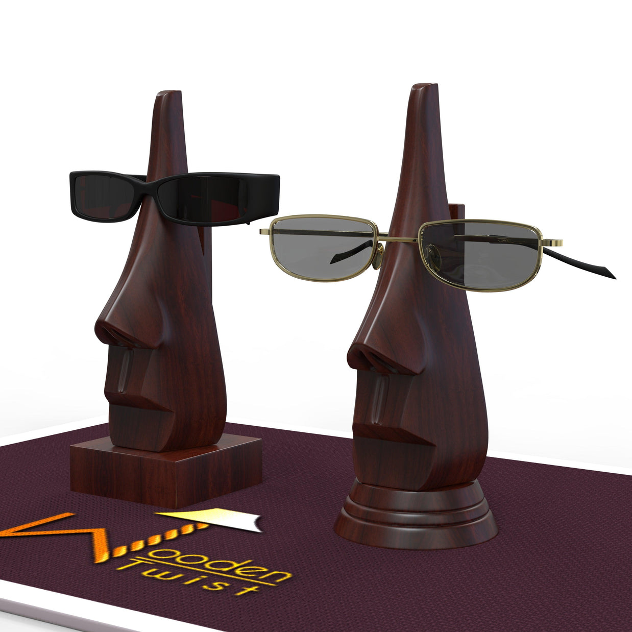 Wooden Nose Shaped Spectacle Holder Specs Stand For Office Desktop/Tabletop - WoodenTwist