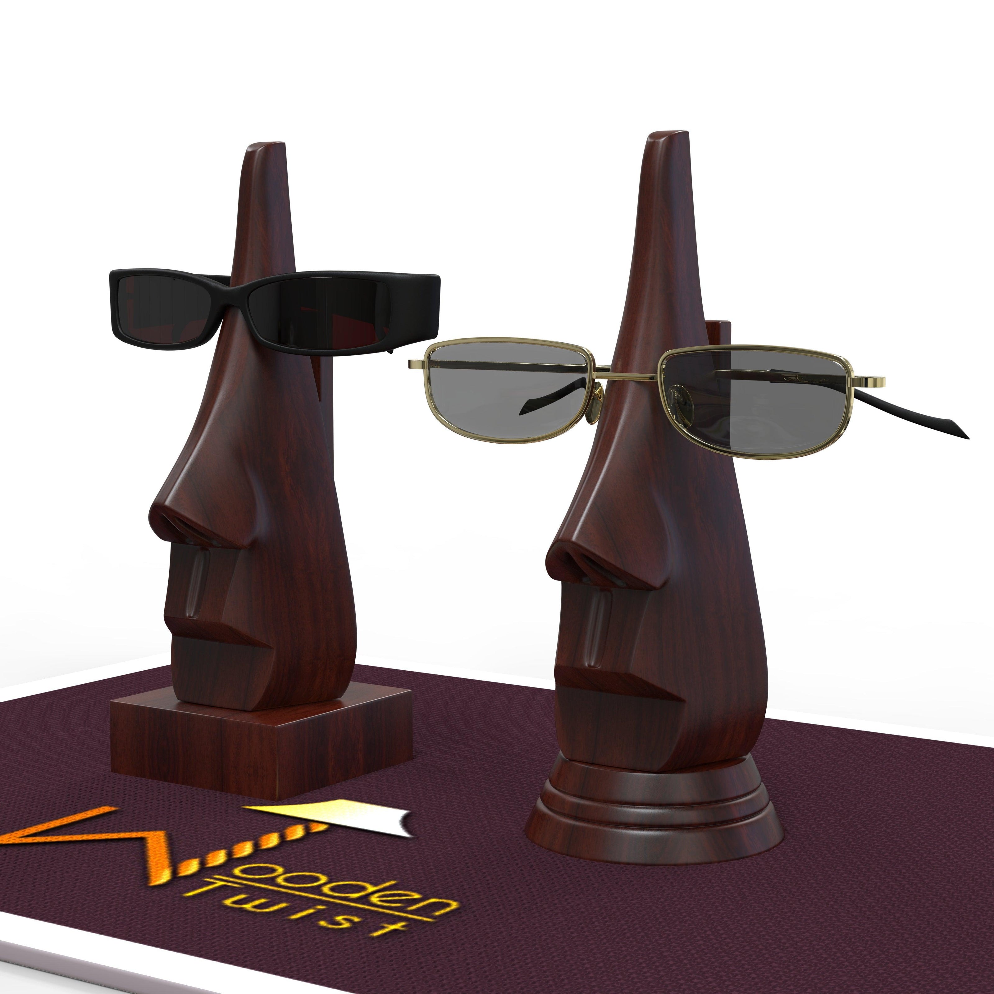 Wooden Nose Shaped Spectacle Holder Specs Stand For Office Desktop/Tabletop - WoodenTwist