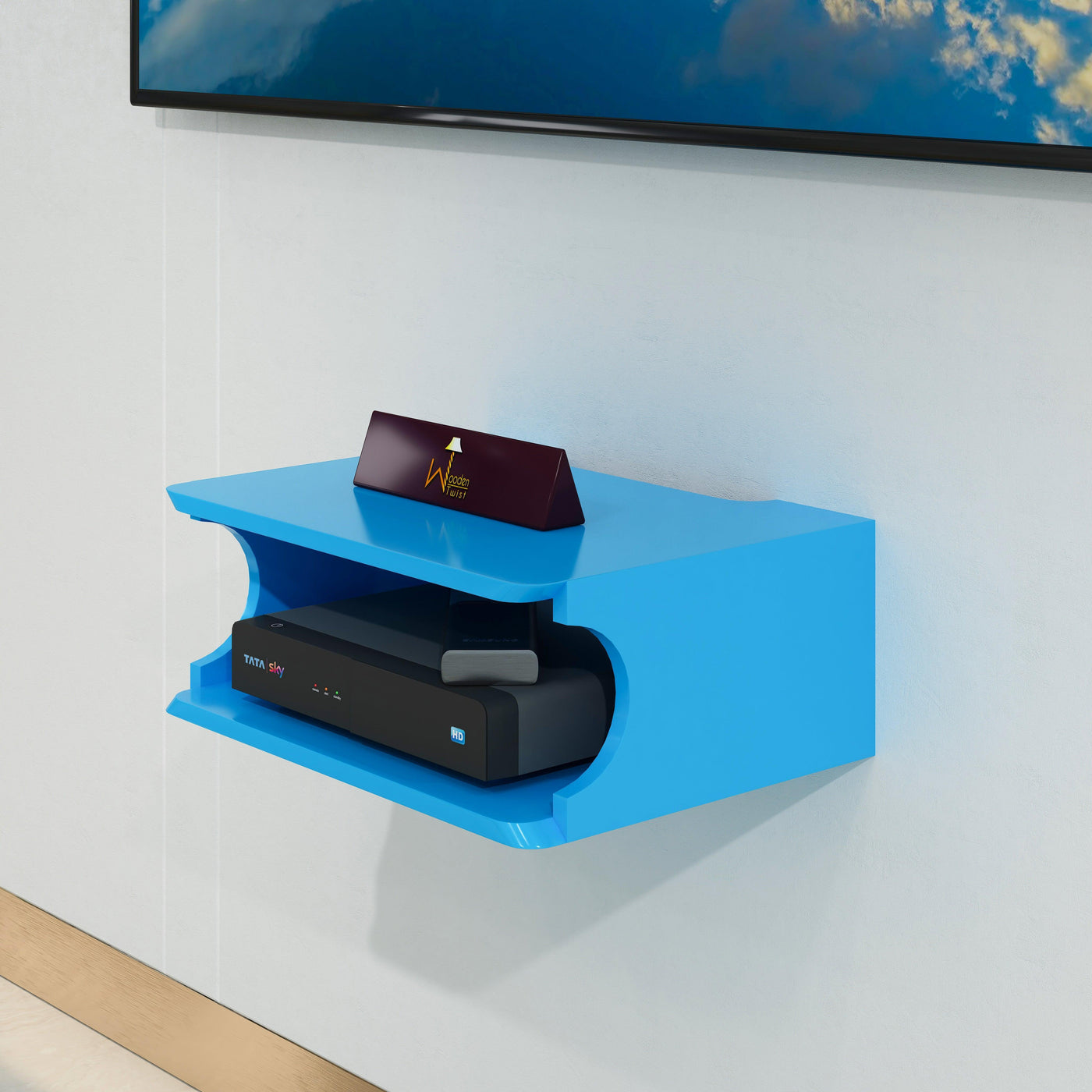 Buy MDF Beautiful Design Set top Box Wall Shelf Online Set Top Box Holders WoodenTwist