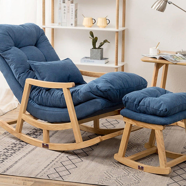 Wooden Rocking Chair Colonial and Traditional Super Comfortable Cushion And With Footrest (Natural Polish) - WoodenTwist
