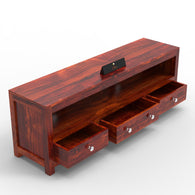 Handmade Amazing Wooden TV Cabinet With 3 Drawers And 1 Open Shelf (Teak Wood) - WoodenTwist