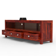 Handmade Amazing Wooden TV Cabinet With 3 Drawers And 1 Open Shelf (Teak Wood) - WoodenTwist